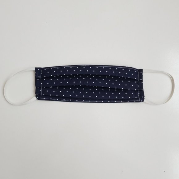 Handmade Accessories - 100% cotton face mask. Navy blue with white polka